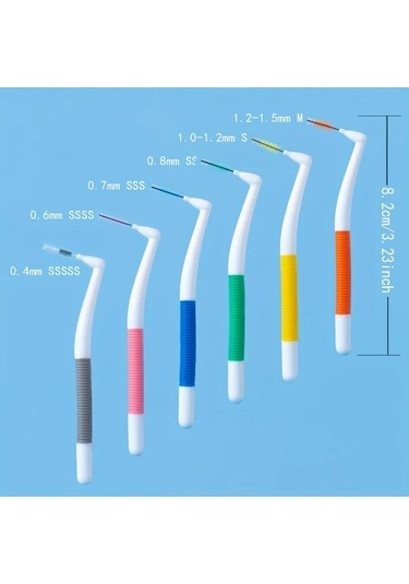 Willowhaven Danfayar 10 Adet Sarı 1.0-1.2mm L Şekilli Çift Renkli Diş Arası Fırçası Yetişkinler İçin Yumuşak Kıllar