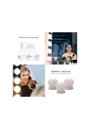 10 Ampul İle Ayarlanabilir 10 Parlaklık Ve 3 Aydınlatma Modu Olan Vanity Led Ayna Işık Seti, Makyaj Makyaj Masası İçin Usb Ayna Işık Dize Beyaz
