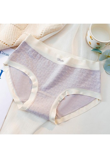 Gri Traceless Lace Nefes Alabilir Kadın Orta Bel Külot Kadın Yumuşak Ve Nazik Moda İç Çamaşırı Gri