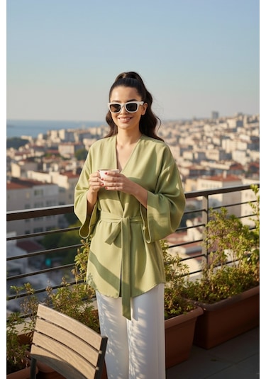 Kadın Kuşaklı Kimono 1177 Yeşil