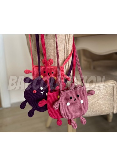 Tavşan El Yapımı Çapraz Çocuk Çanta Pembe