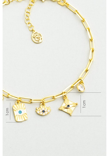 So Chic Bereket Işıltısı 18 Ayar Sarı Altın Kaplama 20 Cm Gümüş Bileklik Sarı