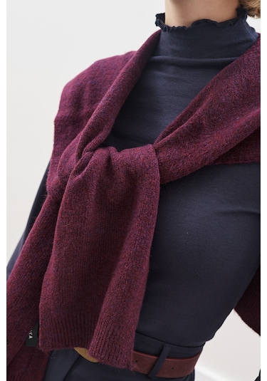 Kare Yaka Bağlamalı Triko Atkı Bordo Bordo