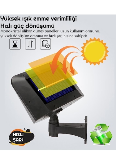 Upway 126 Led Solar Bahçe Lambası Güneş Enerjili 3 Modlu Dış Mekan Aydınlatma