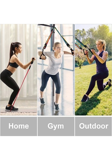 11 Adet / Takım Spor Direnç Bandı Tpr + Naylon Egzersiz Gerginlik Çektirme Egzersiz Elastik Halat