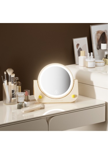 Yifomall Duvarlara Monte Edilebilir Led Aydınlatmalı Katlanır Makyaj Aynası - 3 Renkli Dokunmatik Işık