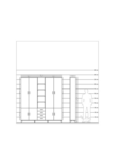 Arges Dolap 17 Raflı 4 Çekmeceli 8 Kapaklı 220x30x243 Çam-aytaşı/aytaşı Aytası/aytası