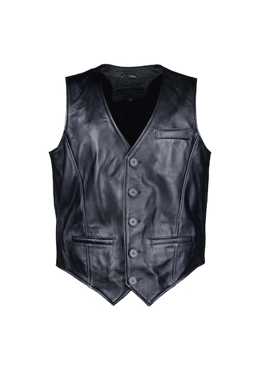 Tamer Tanca Erkek Hakiki Deri Siyah Yelek Deri Mont 1042 Y01 Erk Derı Yelek Sk24/25 Sıyah Zıg Siyah