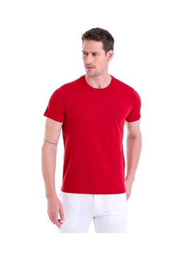 Hatemoğlu Regular Fit Pamuk Bisiklet Yaka Düz Erkek Tişört Bordo