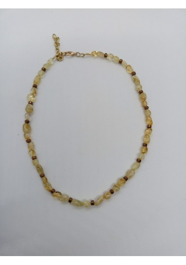 Balık Hediyelik Sitrin ve Hematit Taşı Doğaltaş Özel Tasarım Kolye Krem