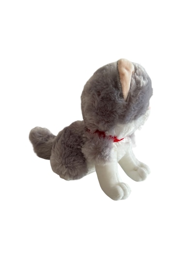 Sesli Ayakta Miyavlayan 28 Cm Peluş Kedi Oyuncak - Gri Gri