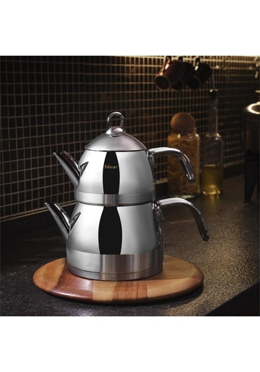 Hisar Orion İndüksiyon Tabanlı Midi Çelik Çaydanlık Inox