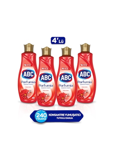 ABC Parfumia Konsantre Çamaşır Yumuşatıcısı Tutkulu Dahlia 4 x 1440 ML