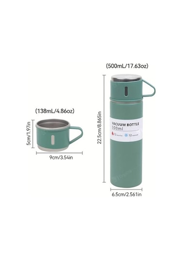 Trendooze Sunshine022 Pembe Set 500ml Vakum Termos, Hediye Kupa Sıcak Soğuk Pembe