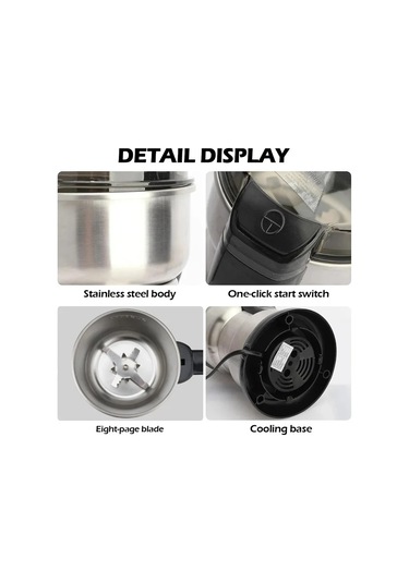 Myinkai 400w 304 Paslanmaz Elektrikli Değirmeni Sekiz Sayfa Gümüş - Siyah