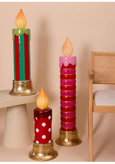 The Mia Dekoratif Led Işıklı Yılbaşı Mumu 25x25x74 Cm 1 Adet