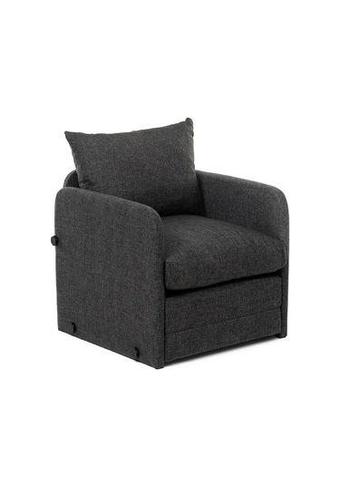 Pafu Saga Tekli Katlanır Yataklı Koltuk Keten Koyu Gri