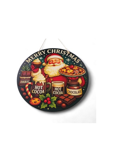 Noel Baba Kapı Ve Duvar Süsü Sıcak Çikolata 30x30