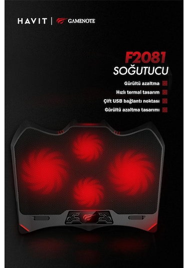 Havit Gamenote F2081 Cooling Pad Rgb Gaming Laptop Soğutucu - 2 B
