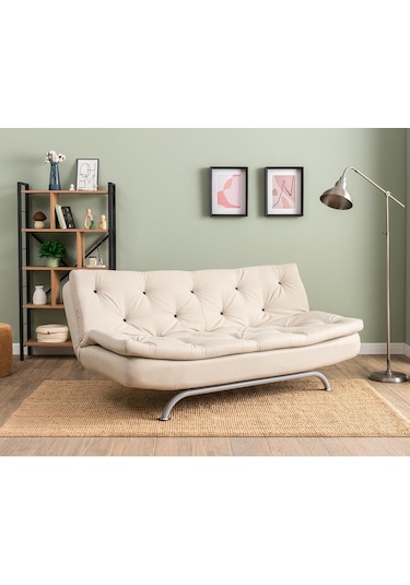 Pafu Rivo Üçlü Yataklı Koltuk - Keten Krem Krem