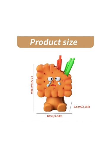 Ganzhoushop Yaratıcı Bisküvi Şeklinde Kalemlik Kare Yuvarlak Şekil Karikatür Masa Kırtasiye Düzenleyicileri Ofis Malzemeleri Ve Dekorları İçin Kare