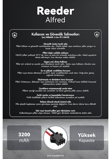 Reeder Alfred 3200mah Robot Süpürge Bataryası D.k
