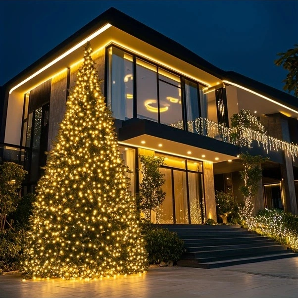 Trendooze Güneş Enerjili Led Bahçe Aydınlatma 8 Mod 100 Led 472 İnç Dekor, Mavi Renk Versiyon