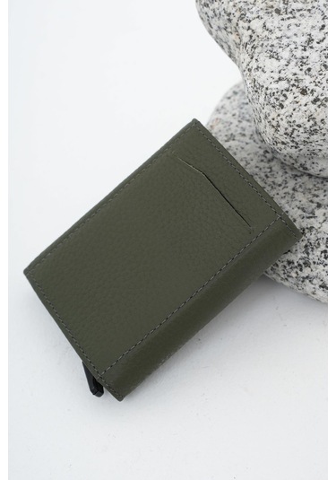 Erkek Mekanizmalı Deri Cüzdan Haki Yeşil 113570