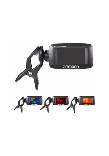 Ammoon At-02 Elektrikli Tuner Klipsli Üç Renk Gitar Siyah