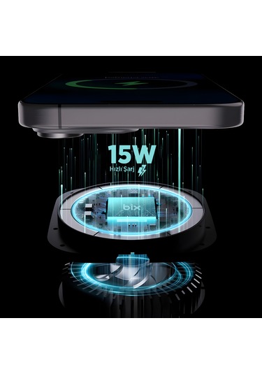 Bix Bxch10 15w Kablosuz Şarj Destekli Araç İçi Telefon Tutucu Gri