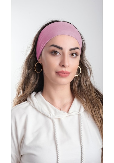 Hürrem Bone Pudra Bandana Saç Bandı Viskon Düz 3012 06 Pudra