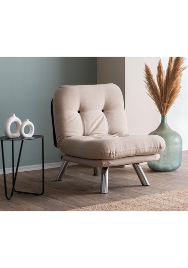 Pafu Hippo Tekli Yataklı Koltuk Keten - Krem Krem