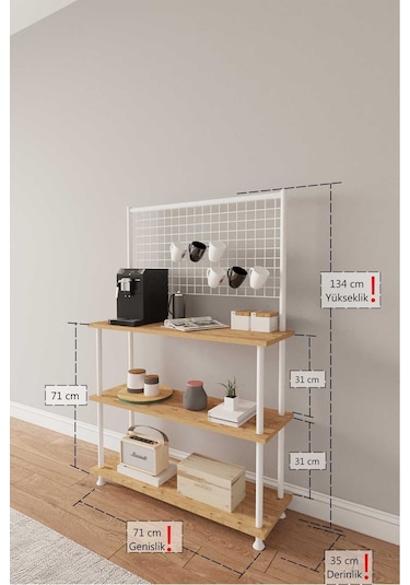 Çevir Kur Atlantik Çam Raflı Kahve Köşesi Dolabı Mutfak Düzenleyici, Stand, 71 134 35 Atlantik Çam