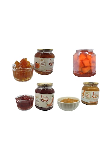 Lezize Kabak Reçeli + Ayva Reçeli + Acıbiber Reçeli + Süt Reçeli 4 x 400 G