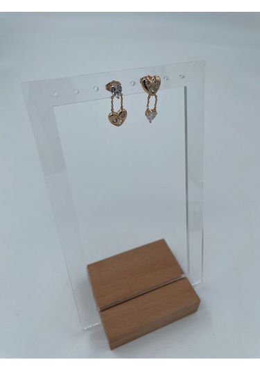 Xbaby Taşlı Kalpli Vıp Çelik Gold Küpe Gold