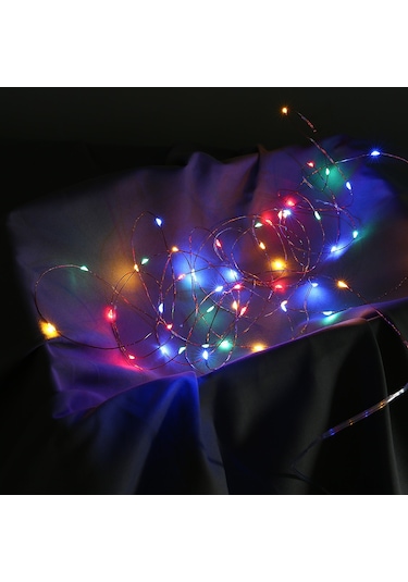 Vkemall 5m 50 Led Renkli Bakır Tel Dekoratif Işık, 8 Fonksiyonlu Kumandalı Usb Şarjlı Yıldız Işık Zinciri Çok Renkli