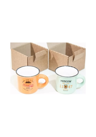 Hediyelik "moskova" Kahve Fincanları 90ml 2 Parçalı Seti. 255485076 MAvi