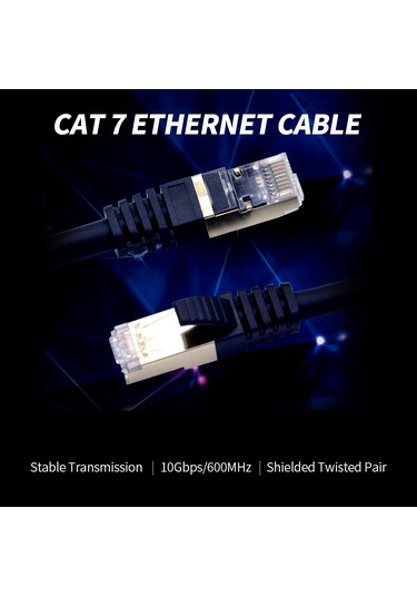 Springsun Cat7 Ethernet Kablosu 10gbps 600mhz/ekranlı Bükümlü Çiftler//26awg Oksijensiz Bakır Çekirdekler/altın Kaplamalı Rj45 Arayüzü Siyah 1m