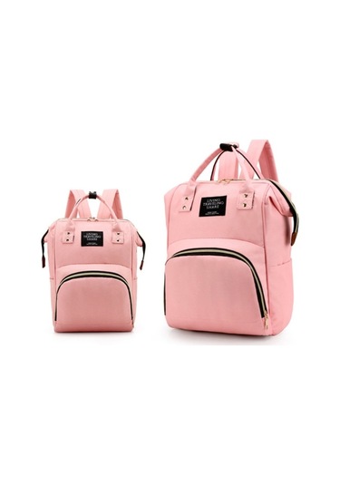 Mumya Çantası Büyük Kapasiteli Çok Fonksiyonlu Sırt Çantası Su Geçirmez Biberon Bezi Çantası Pembe