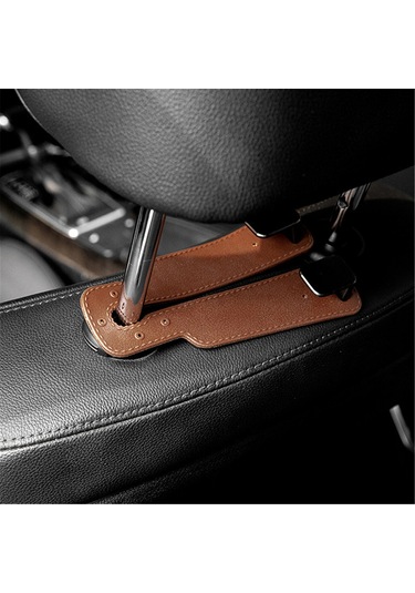 Kangvka Araba Sandalye Arka Çift Kanca - Telefon Tutucu Ve Saklama Fonksiyonu - Gizli Depolama - Yumuşak Silikon - Tekli Paket - Açık Kahverengi