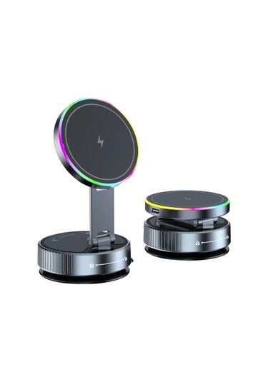 Willowhaven Siyah K3 Kablosuz Sarjli Gelistirilmis Vakumlu Manyetik Arac Telefon Tutucu Super Guclu Emisli Evrensel