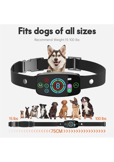 Geeroyoo Suya Dayanıklı Akıllı Köpek Eğitim Tasması: 8 Seviyeli Titreşim Ve Ses İle Havlama Kontrolü, Renkli Ekran, Tüm Köpekler İçin Uygun Siyah