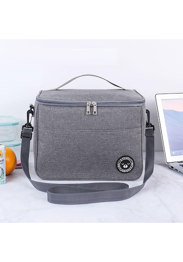 Gri Sofieles Piknik Yalıtımlı Öğle Yemeği Kutusu Taşınabilir Soğutmalı Çanta Büyük Kapasiteli Su Geçirmez Öğle Yemeği Çantası Piknik Çantası L Gri