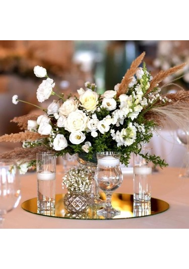 10/15/20/25/30cm Yuvarlak Kare Akrilik Ayna Düğün Partisi Masa Orta Parçası Ayna Tepsi Kırılmaz Oturma Odası Yatak Odası Banyo Duvar Dekorasyonu Altın