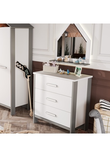 Meltem Kids Cozy Gri Çocuk Odası Şifonyer