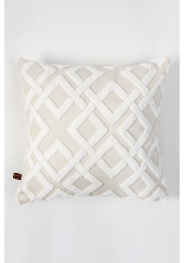 Jakarlı Kırlent 50x50 Cm Mila Ekru