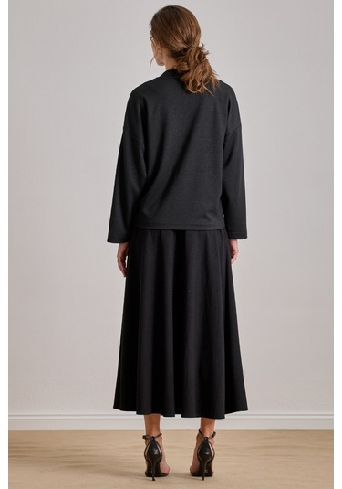 Maxi Siyah Simli Etek Siyah
