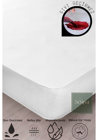 Terry-fitted Pamuklu Sıvı Su Geçirmez Tek-çift Kişilik Yatak Koruyucu Çarşaf Alezi Bebek Çocuk Alezi Beyaz