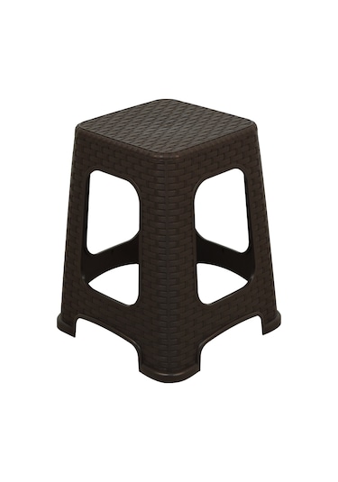 Mandella Sağlam Plastik Karizma Rattan Tabure (6 Adet) Kahverengi