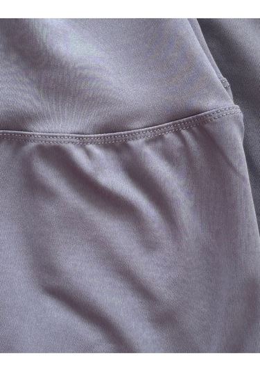 Diz Altı Kapri Tayt Yüksek Bel Likralı Parlak Dalgıç Kumaş, Antrasit Füme Antrasit